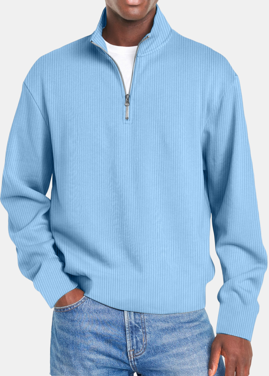 Men's Waffle Half Zip Shirt Blue