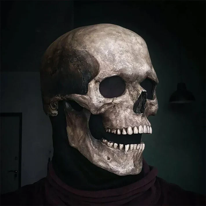 Halloweens realistiske kraniemasker med bevægelig kæbe og knogledetaljer