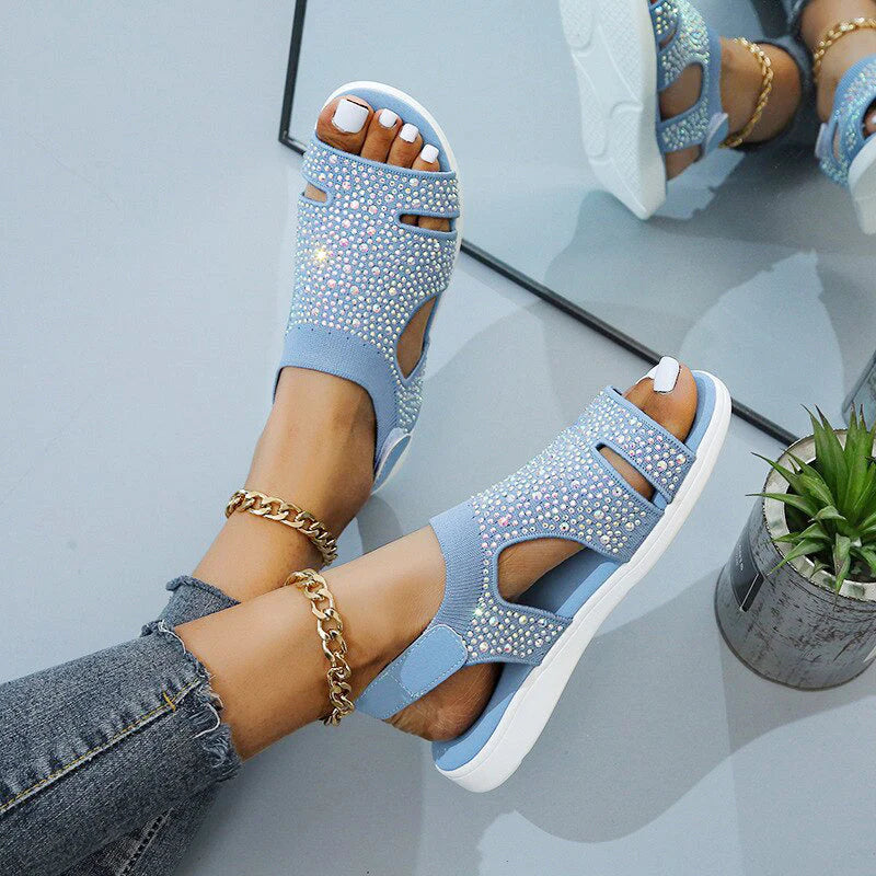 Women's Rhinestone Orthopedic Sandals Light blue
