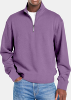 Men's Waffle Half Zip Shirt Purple