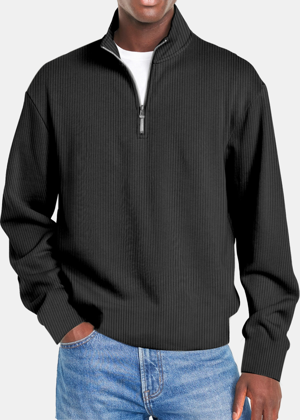 Men's Waffle Half Zip Shirt Black