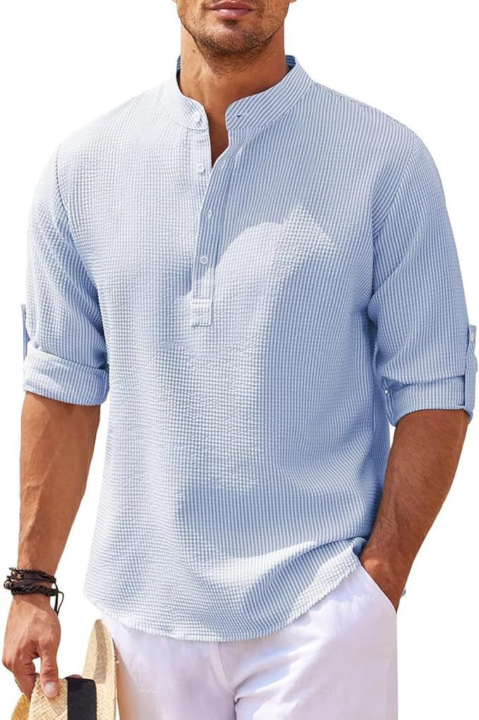 Men's Casual Long Sleeve Henley Shirt