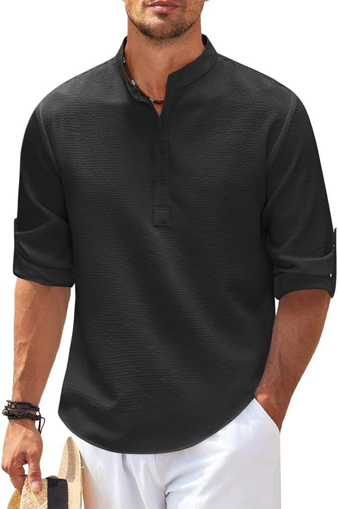 Men's Casual Long Sleeve Henley Shirt