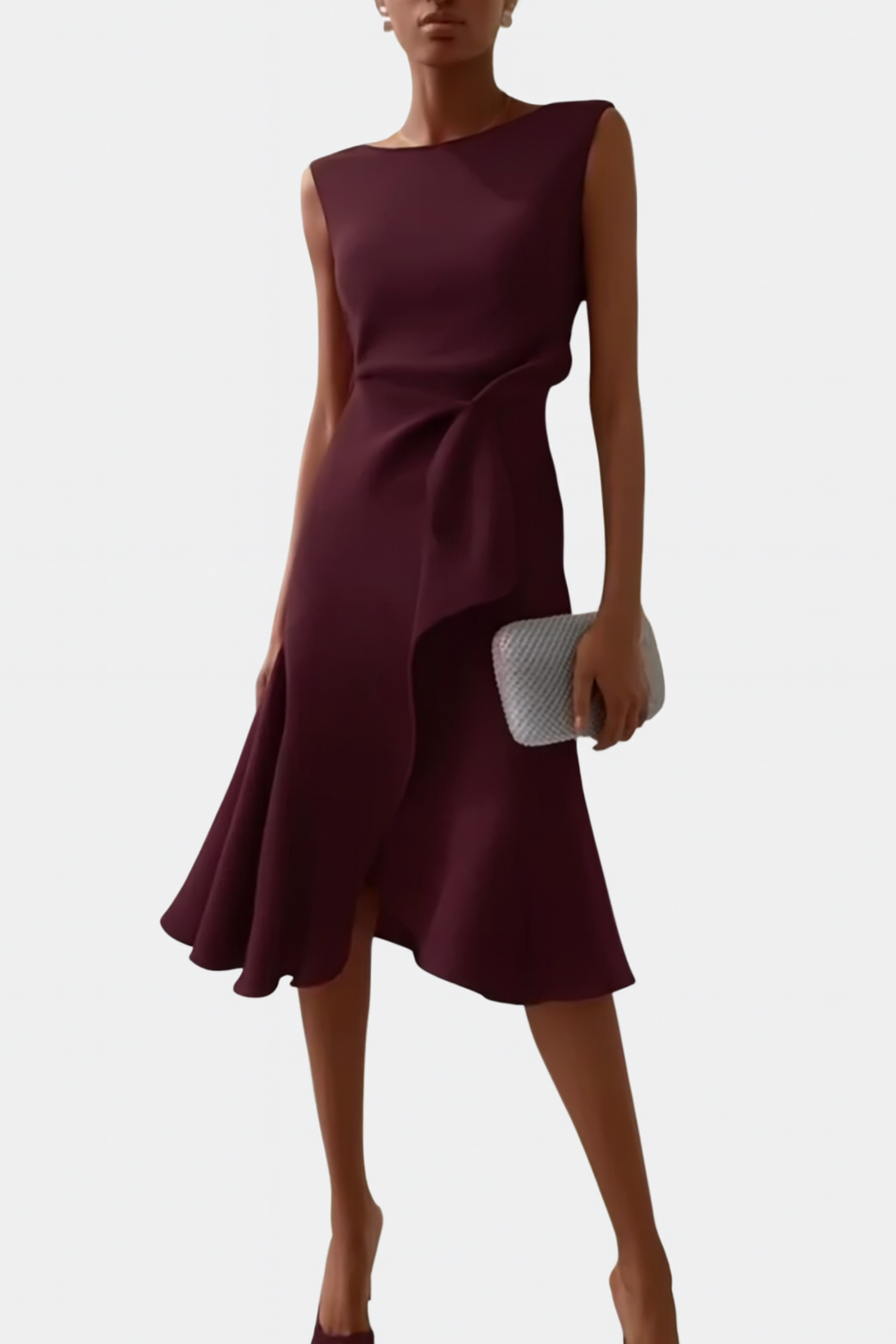 Drapiertes asymmetrisches Midikleid für Damen