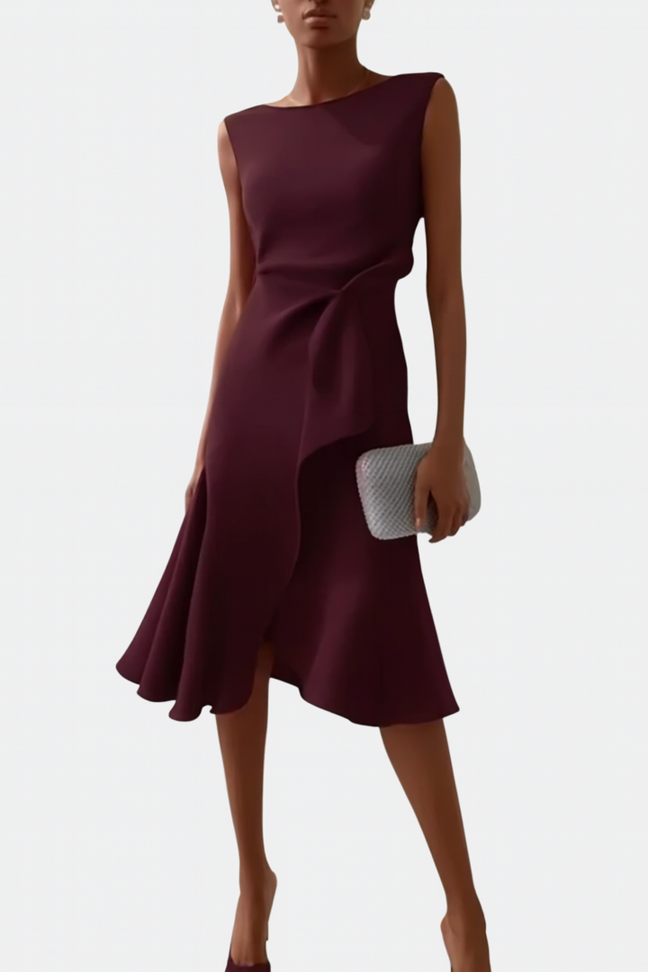 Drapiertes asymmetrisches Midikleid für Damen