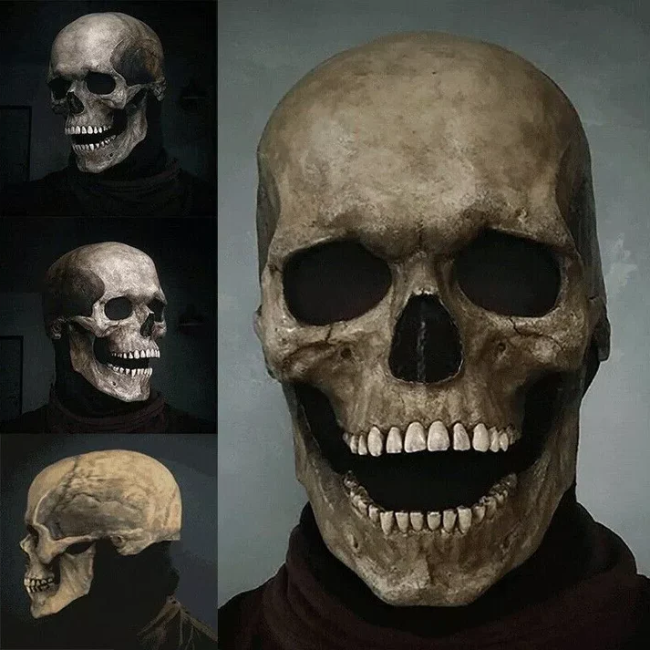 Halloweens realistiske kraniemasker med bevægelig kæbe og knogledetaljer