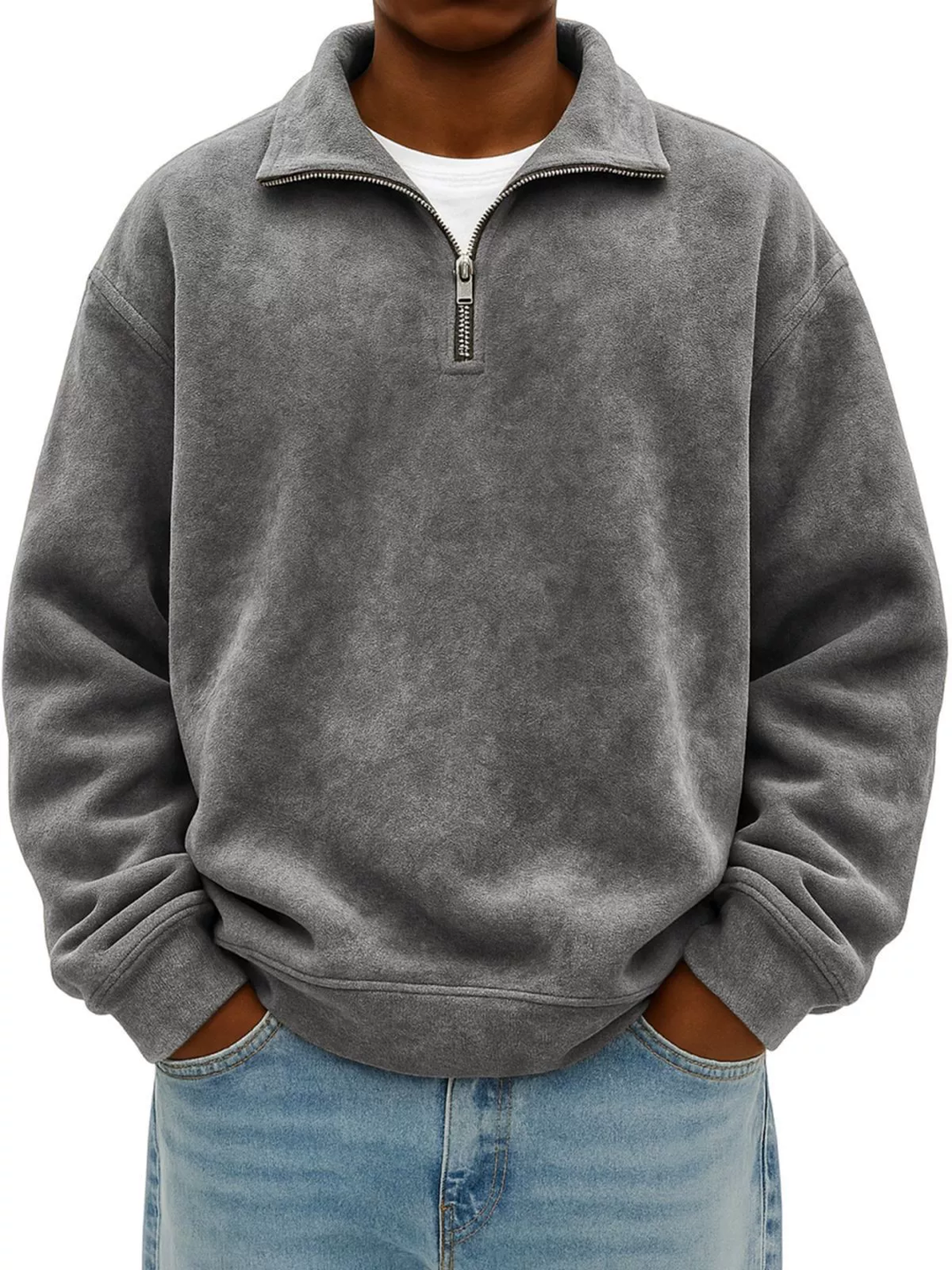 Men's Retro Quarter Zip Shirt-MODAUTLET