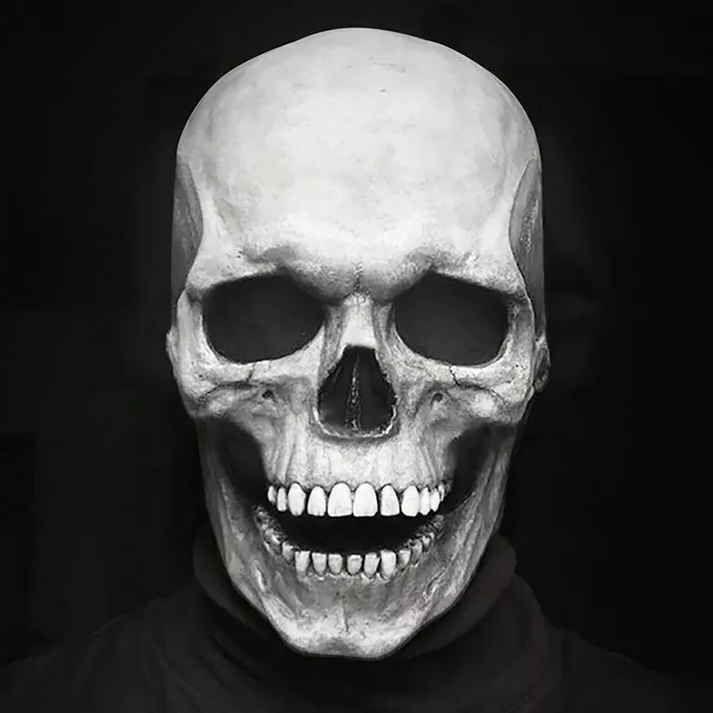 Halloweens realistiske kraniemasker med bevægelig kæbe og knogledetaljer