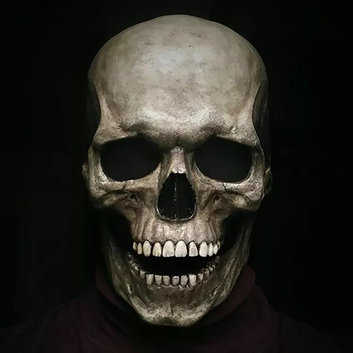 Halloweens realistiske kraniemasker med bevægelig kæbe og knogledetaljer
