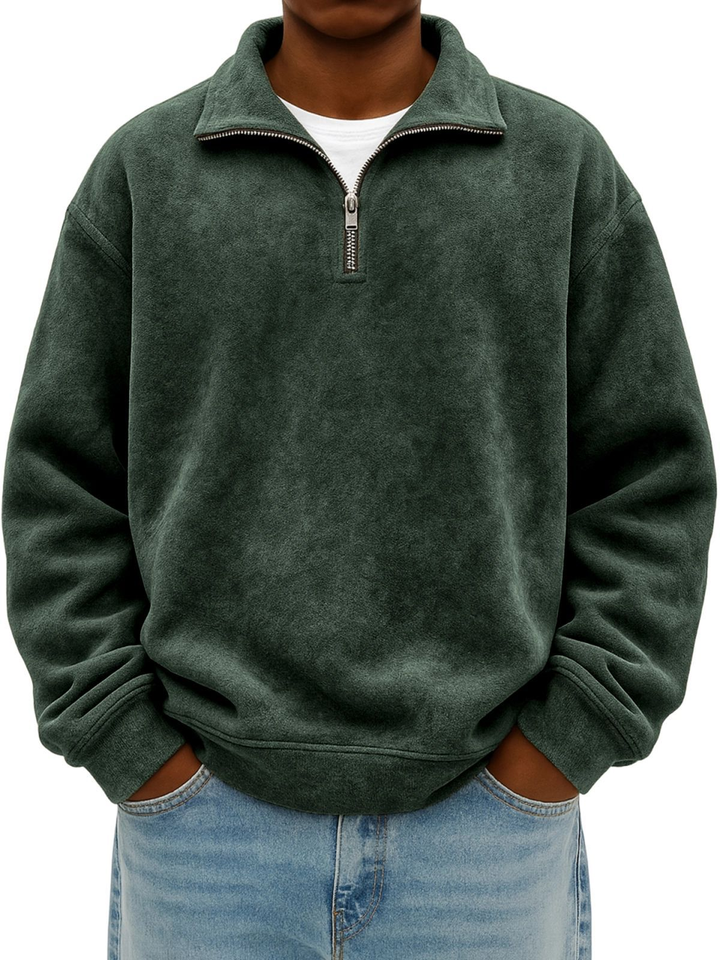 Men's Retro Quarter Zip Shirt-MODAUTLET
