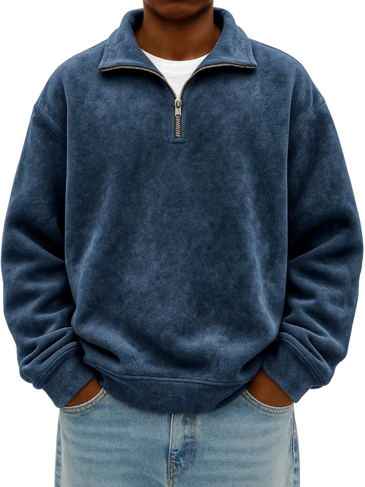 Men's Retro Quarter Zip Shirt-MODAUTLET