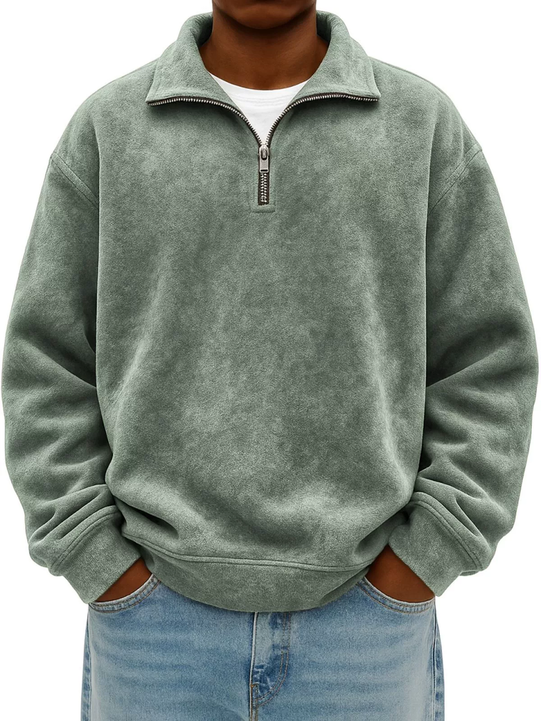 Men's Retro Quarter Zip Shirt-MODAUTLET