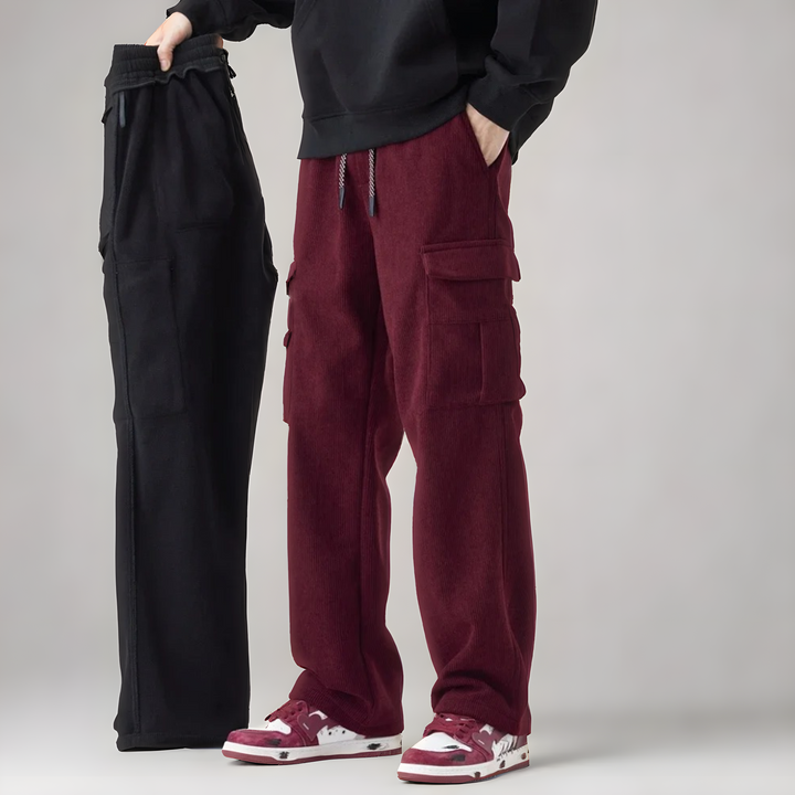 Men's FlexFit Ultra Soft Cargo Sweatpants Burgundy