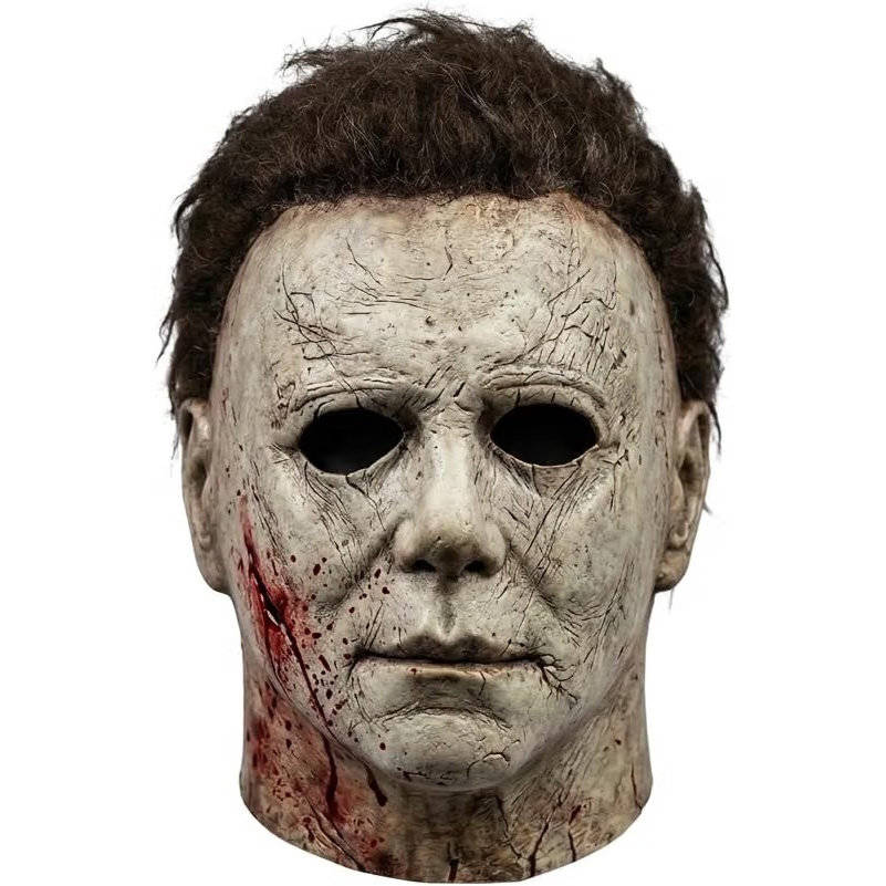 Halloween's Realistic White Latex Slasher Mask for Cosplay & Parties