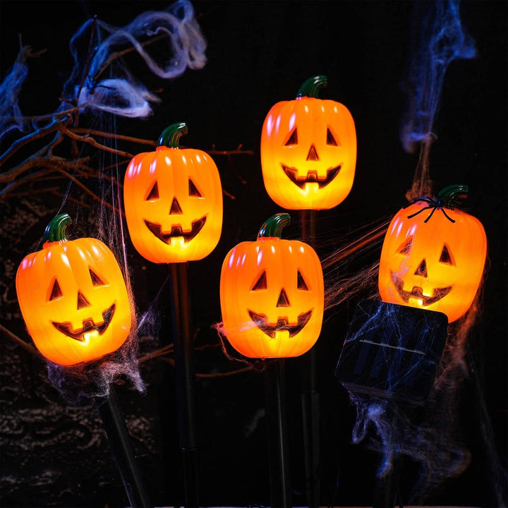 Halloween's 10 Pack Waterproof Solar Pumpkin Stake Lights for Outdoor Decor