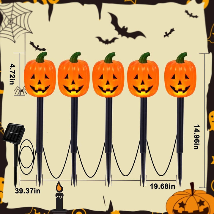 Halloween's 10 Pack Waterproof Solar Pumpkin Stake Lights for Outdoor Decor