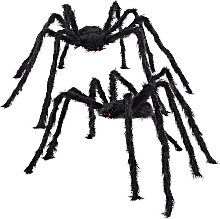 Halloween 2er-Pack riesige, haarige schwarze Spinnendekorationen für Partys, 5 FT