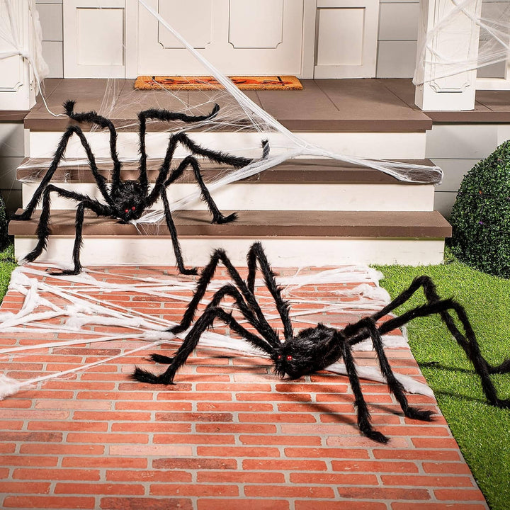 Halloween 2er-Pack riesige, haarige schwarze Spinnendekorationen für Partys, 5 FT
