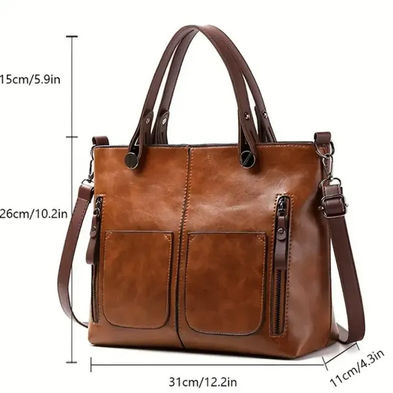 Elegant Leather Shoulder Bag Durable Everyday Companion-MODAUTLET