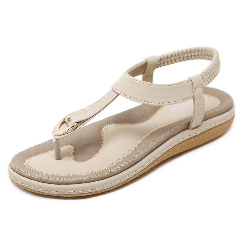 Women's Lightweight Strappy Flat Sandals Beige