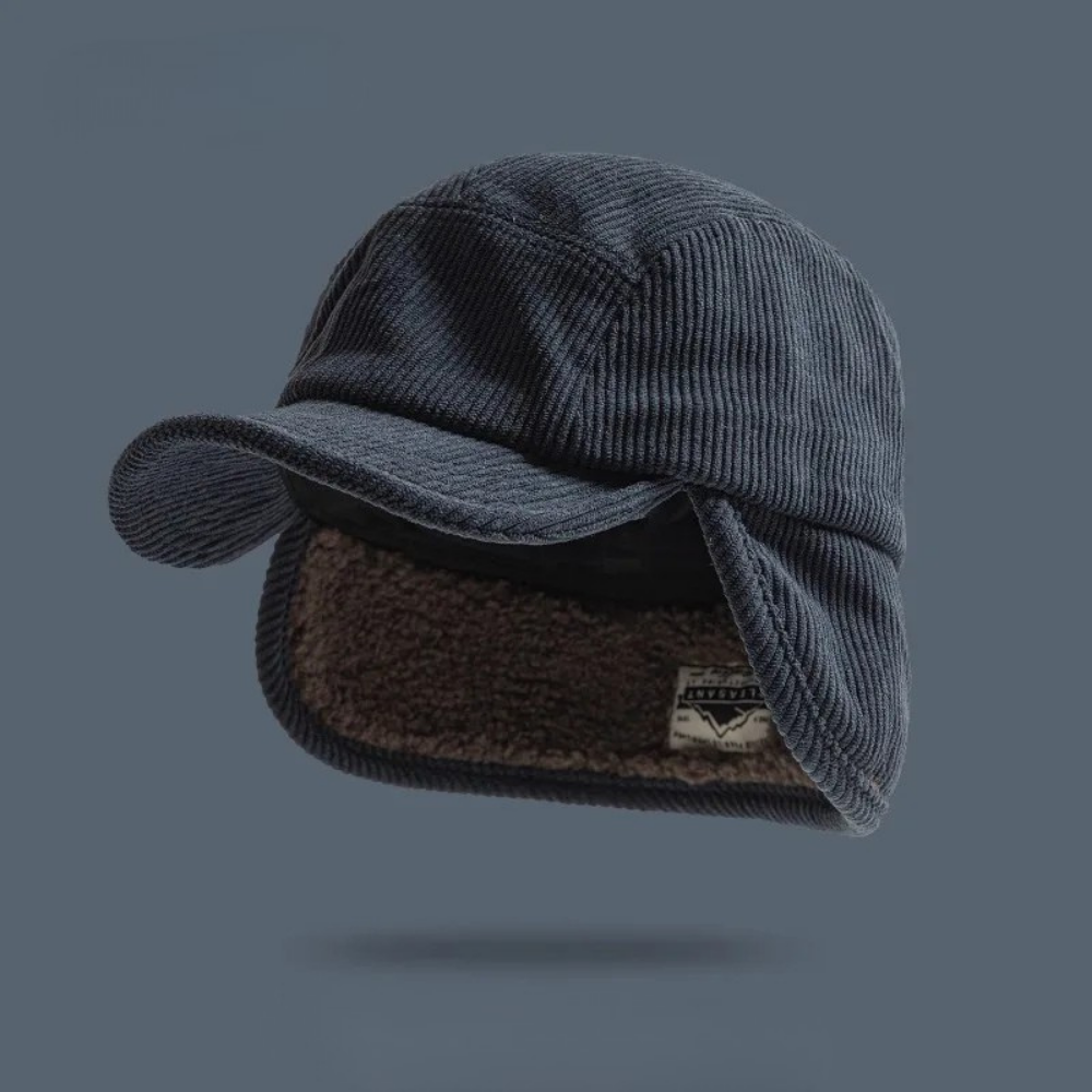 Stylish Corduroy Trapper Hat for All Seasons Blue