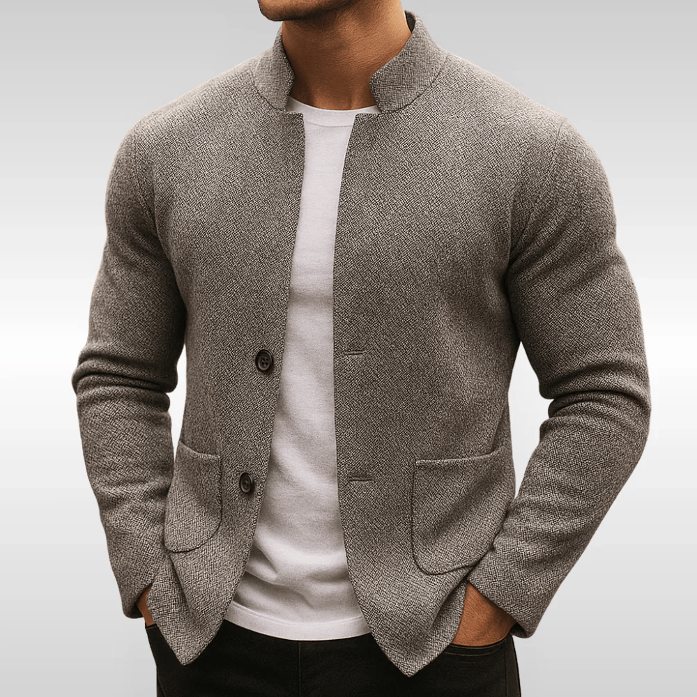 Men's Classic Textured Pocket Cardigan Grey