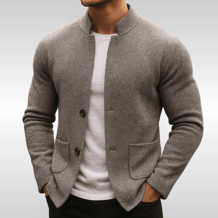 Men's Classic Textured Pocket Cardigan Grey