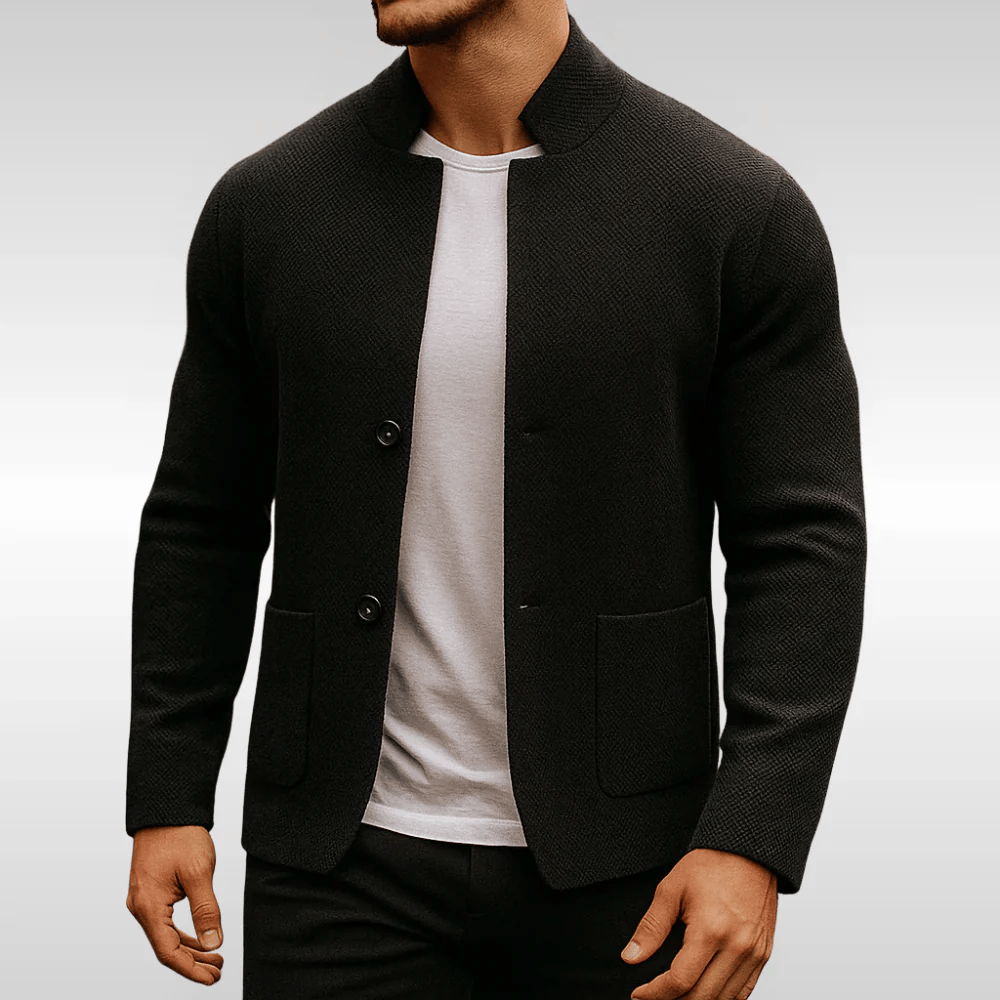 Men's Classic Textured Pocket Cardigan Black