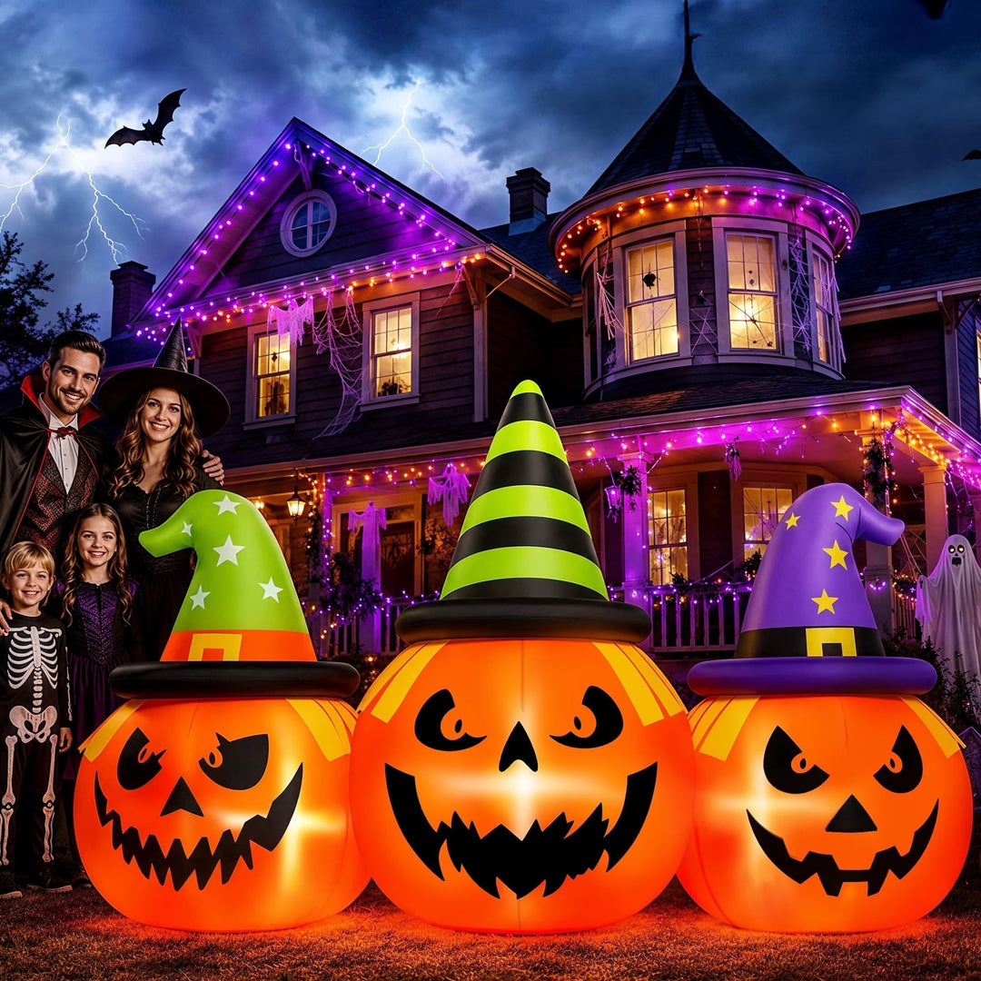 Halloween's Inflatable Pumpkin Yard Decoration with LED Lights, 6 Feet