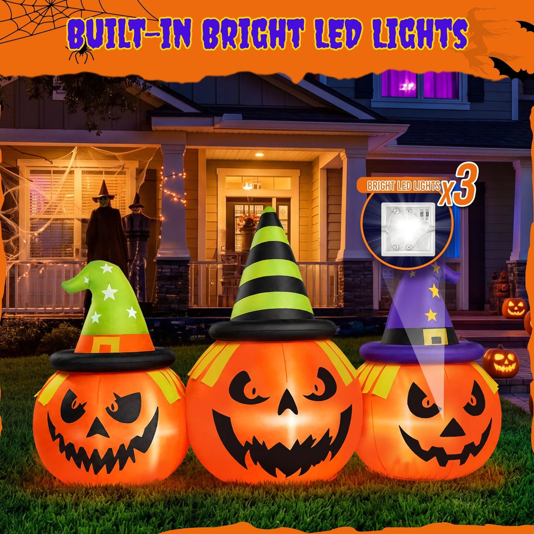 Halloween's Inflatable Pumpkin Yard Decoration with LED Lights, 6 Feet