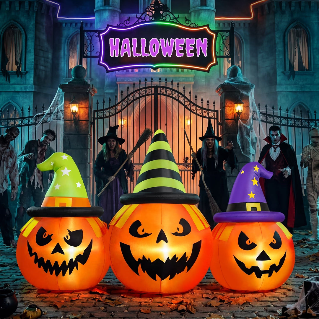 Halloween's Inflatable Pumpkin Yard Decoration with LED Lights, 6 Feet