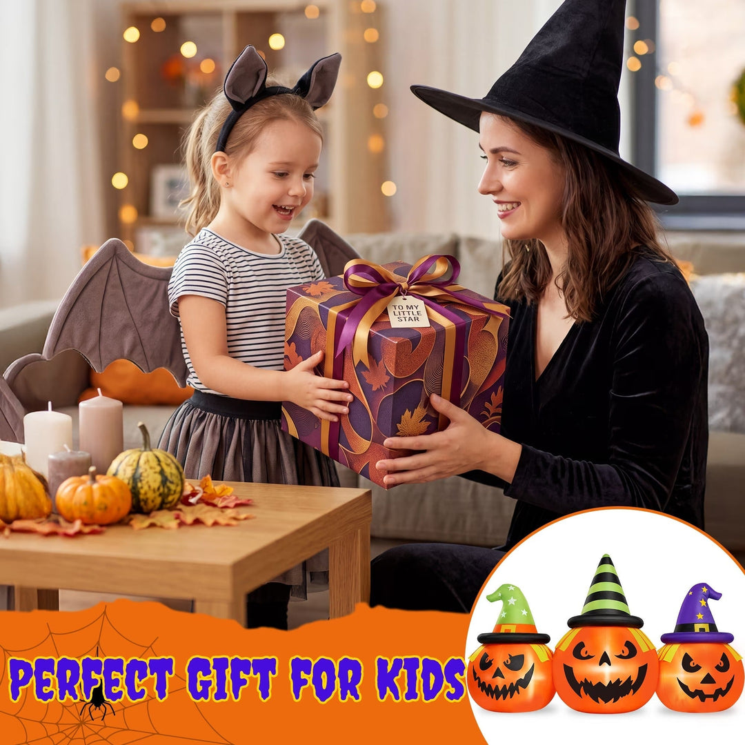 Halloween's Inflatable Pumpkin Yard Decoration with LED Lights, 6 Feet
