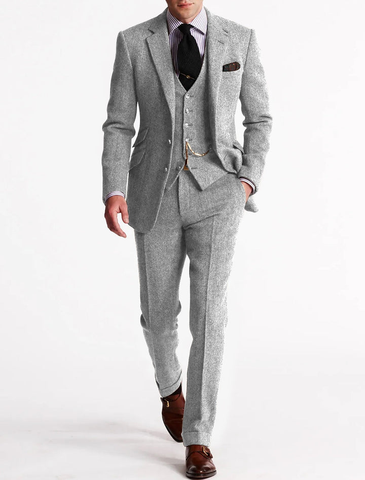 Men's Tweed Tuxedo Suit Set | Elegant Formal Attire