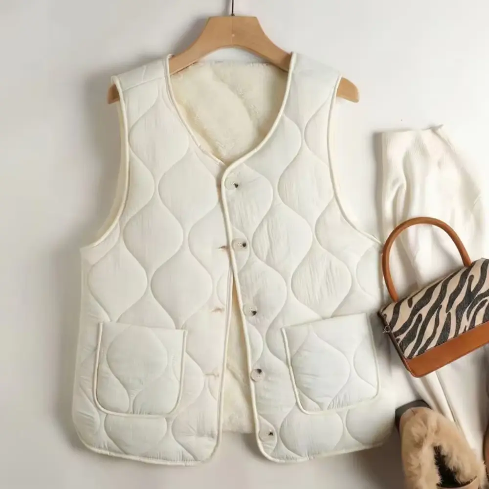 Double-Sided Button Vest in Jade Beige