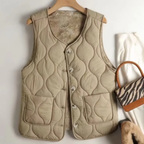 Double-Sided Button Vest in Jade Khaki