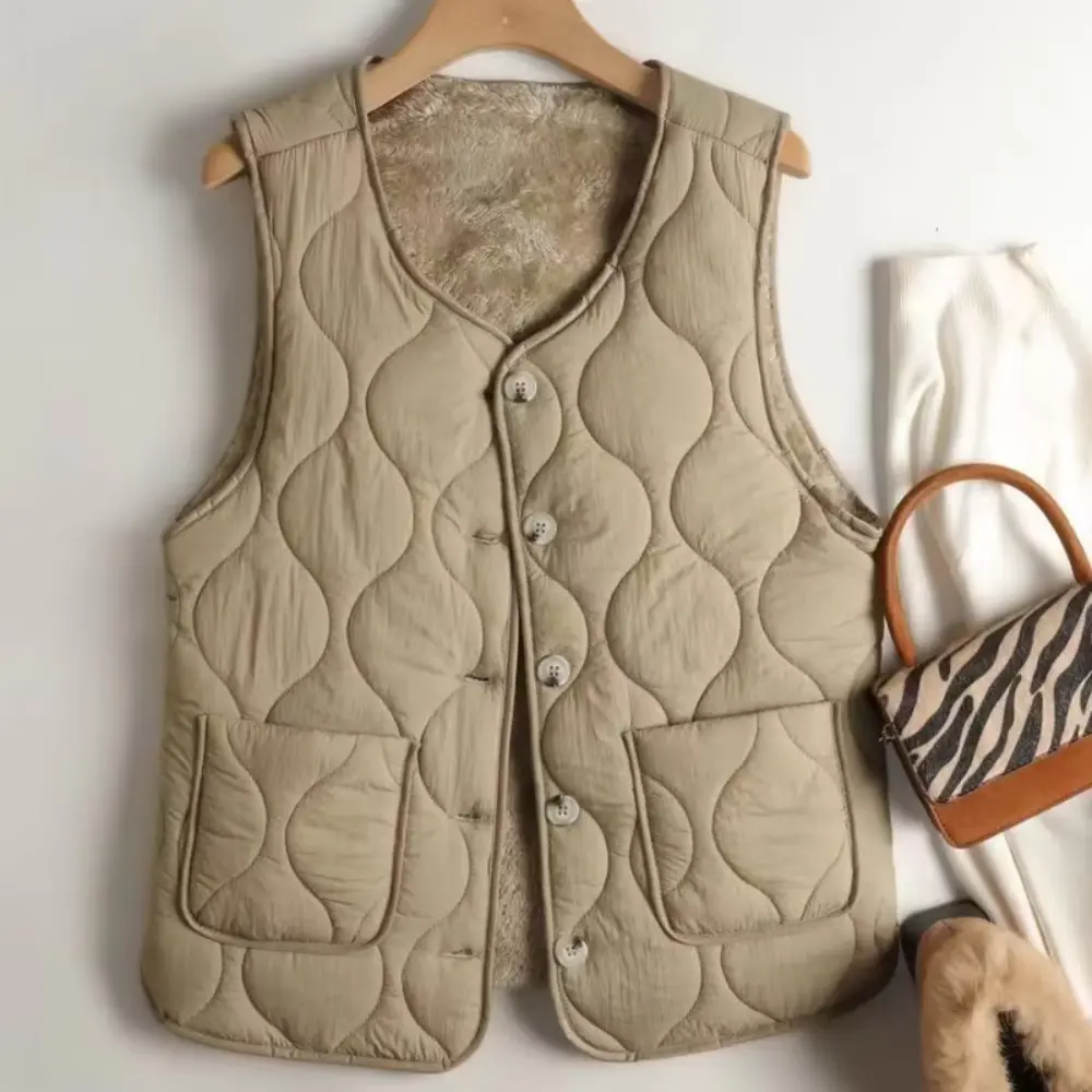Double-Sided Button Vest in Jade Khaki