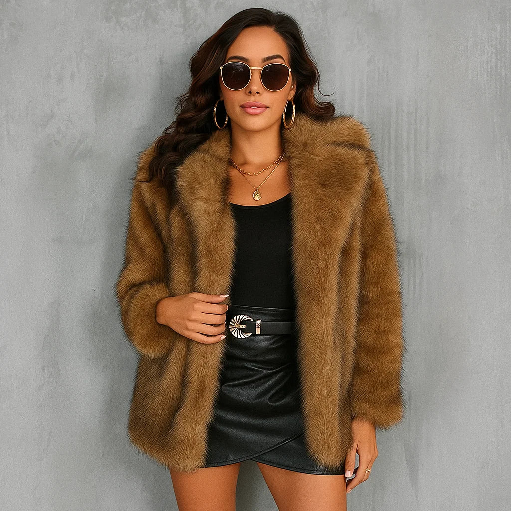 Women's Faux Fur Coat – Luxurious Warmth and Style.-MODAUTLET