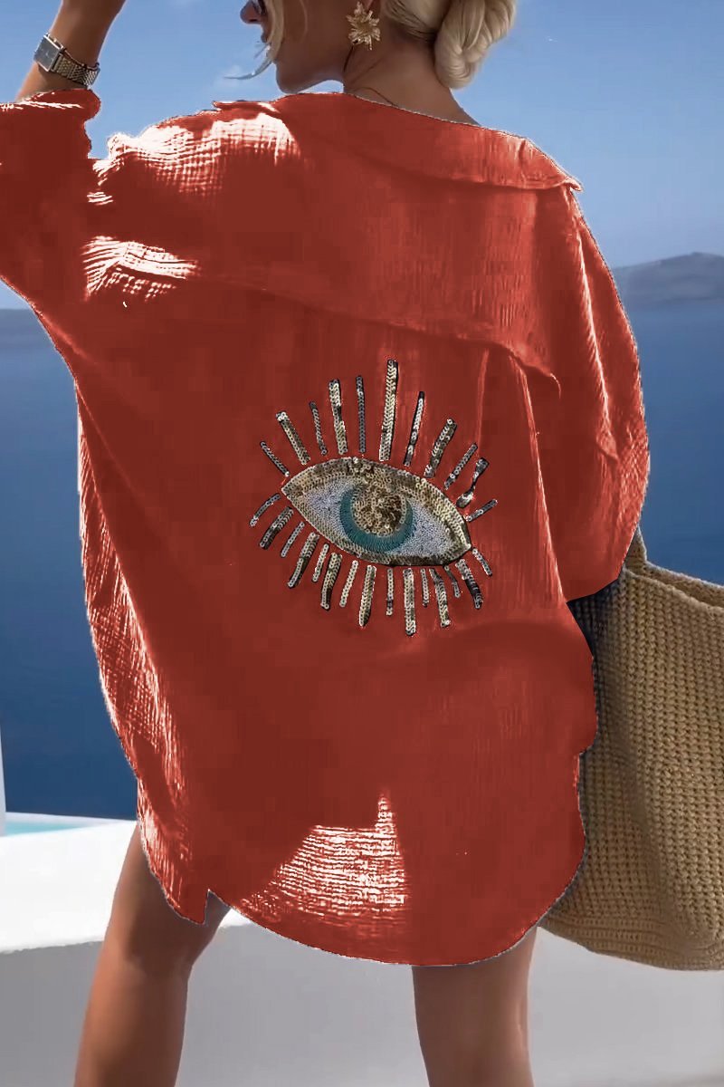 Women's Sequin Evil Eye Shirt-MODAUTLET