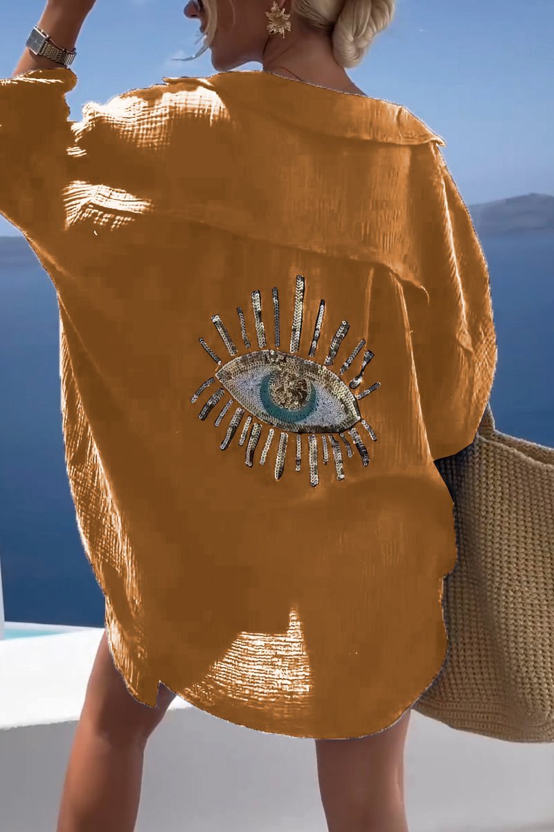 Women's Sequin Evil Eye Shirt-MODAUTLET