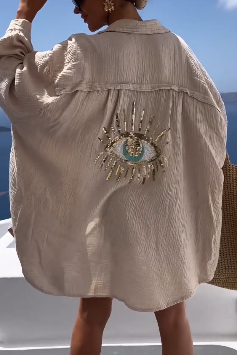 Women's Sequin Evil Eye Shirt-MODAUTLET