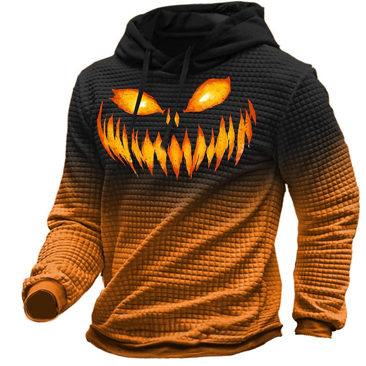 Hættetrøje til mænd med tekstureret Halloween-motiv