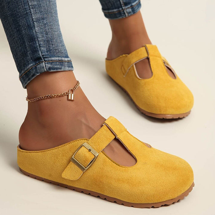 Juniper | Women's Yellow Buckle Comfort Clogs