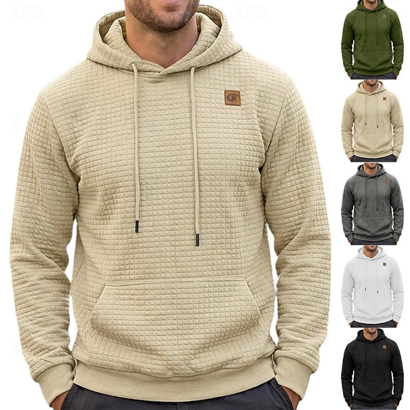 Men's Textured Hooded Pullover Sweatshirt