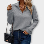 Women's Sleek Stand Collar Half-Zip Pullover Gray