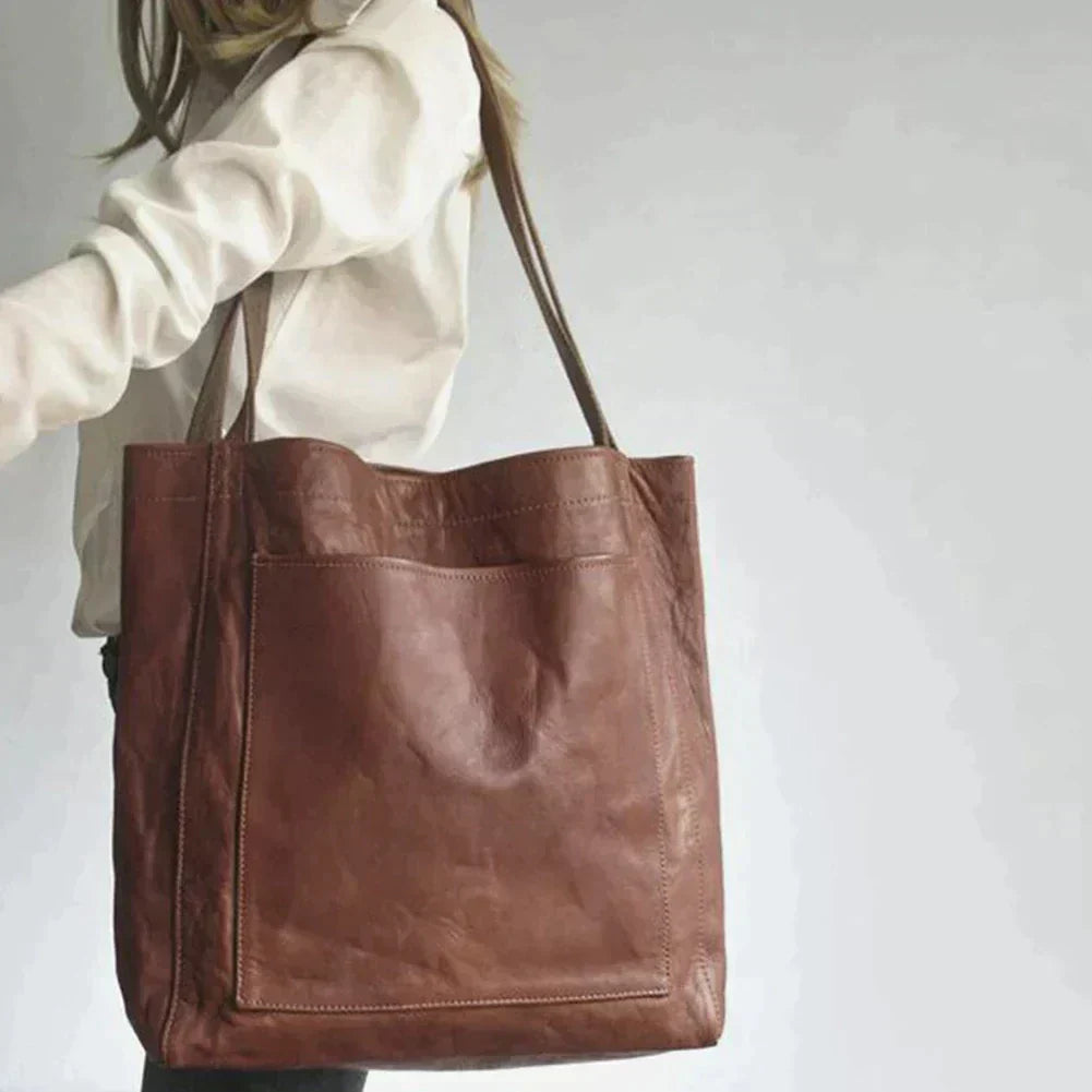 Leather Shoulder Bag For Women Stylish Everyday Carryall Coffee