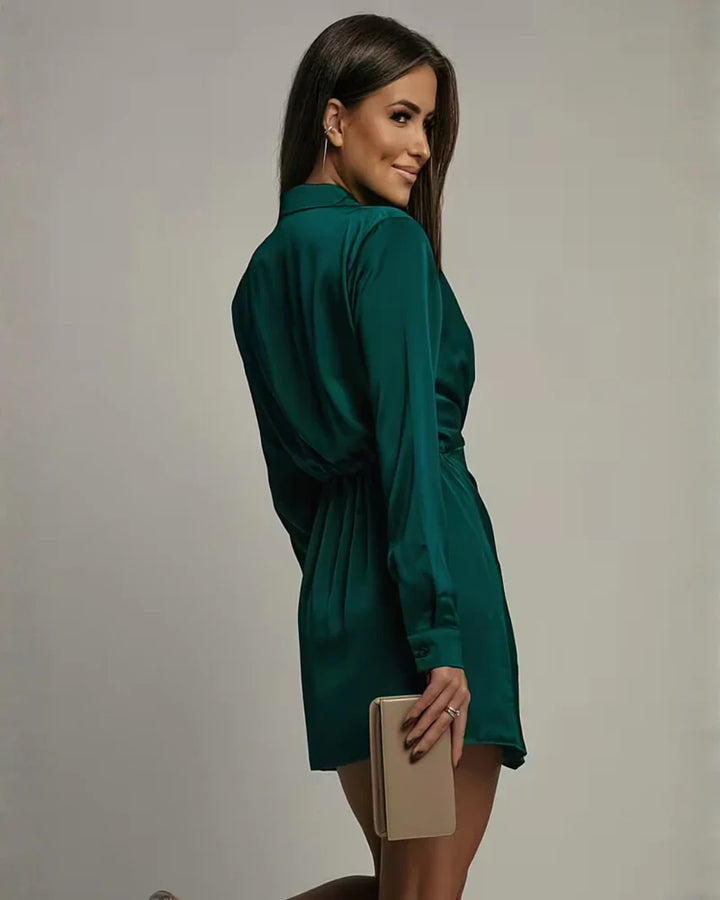 Karen | Vestido Mini de Manga Comprida com Decote em V para Mulher