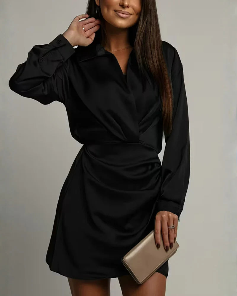 Karen | Vestido Mini de Manga Comprida com Decote em V para Mulher