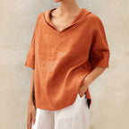 Women's V-Neck Casual Shirt Orange