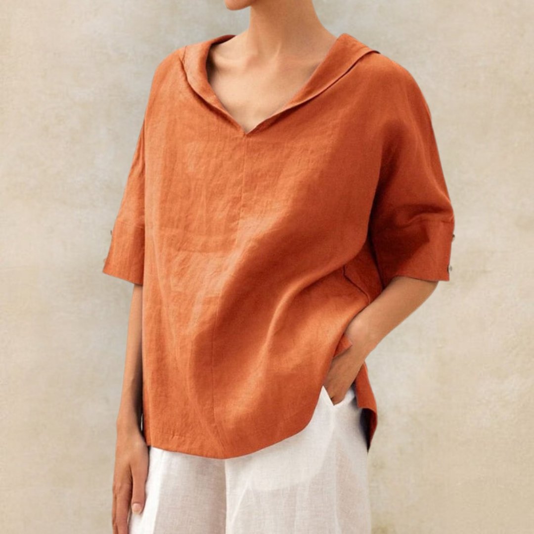 Women's V-Neck Casual Shirt Orange