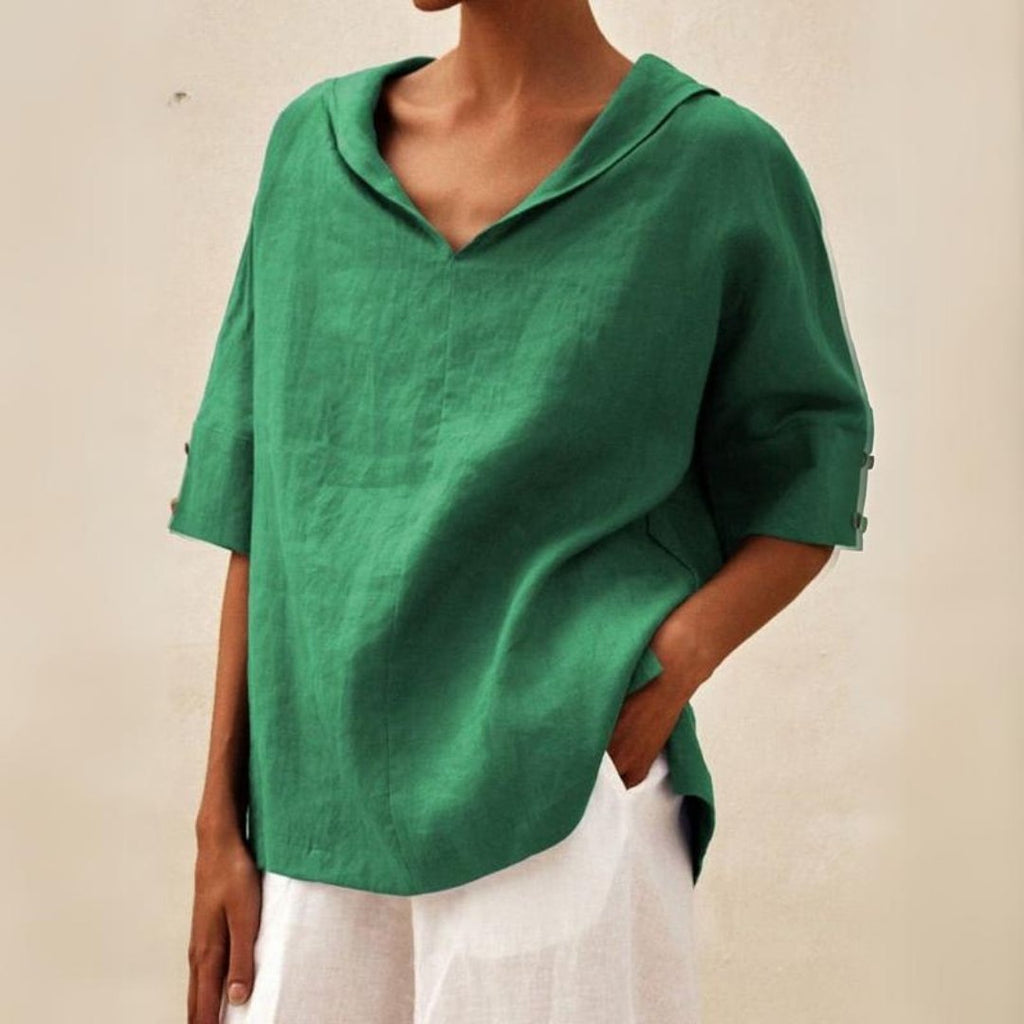Women's V-Neck Casual Shirt Green